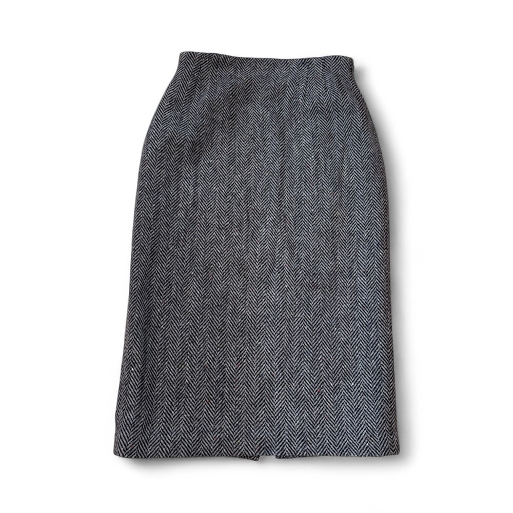 Valerie Stevens Wool Blend Tweed Skirt Gray & Black Size 12P